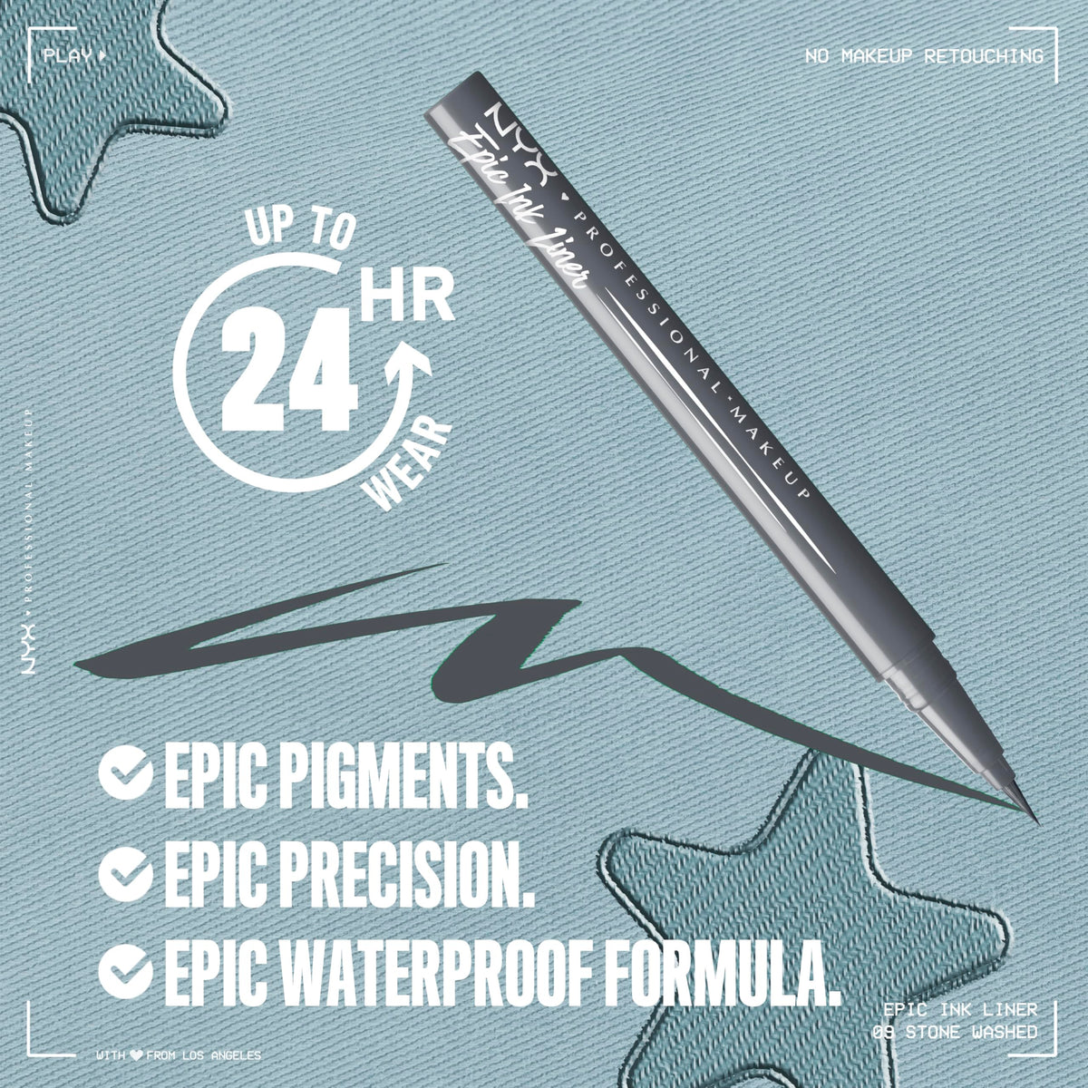 NYX PROFESSIONAL MAKEUP Epic Ink Liner felt tip close-up revealing precise control