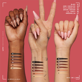 NYX PROFESSIONAL MAKEUP single swatch on arm displaying matte light brown payoff