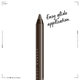 NYX PROFESSIONAL MAKEUP deepest brown applied as a winged liner showing long-lasting hold
