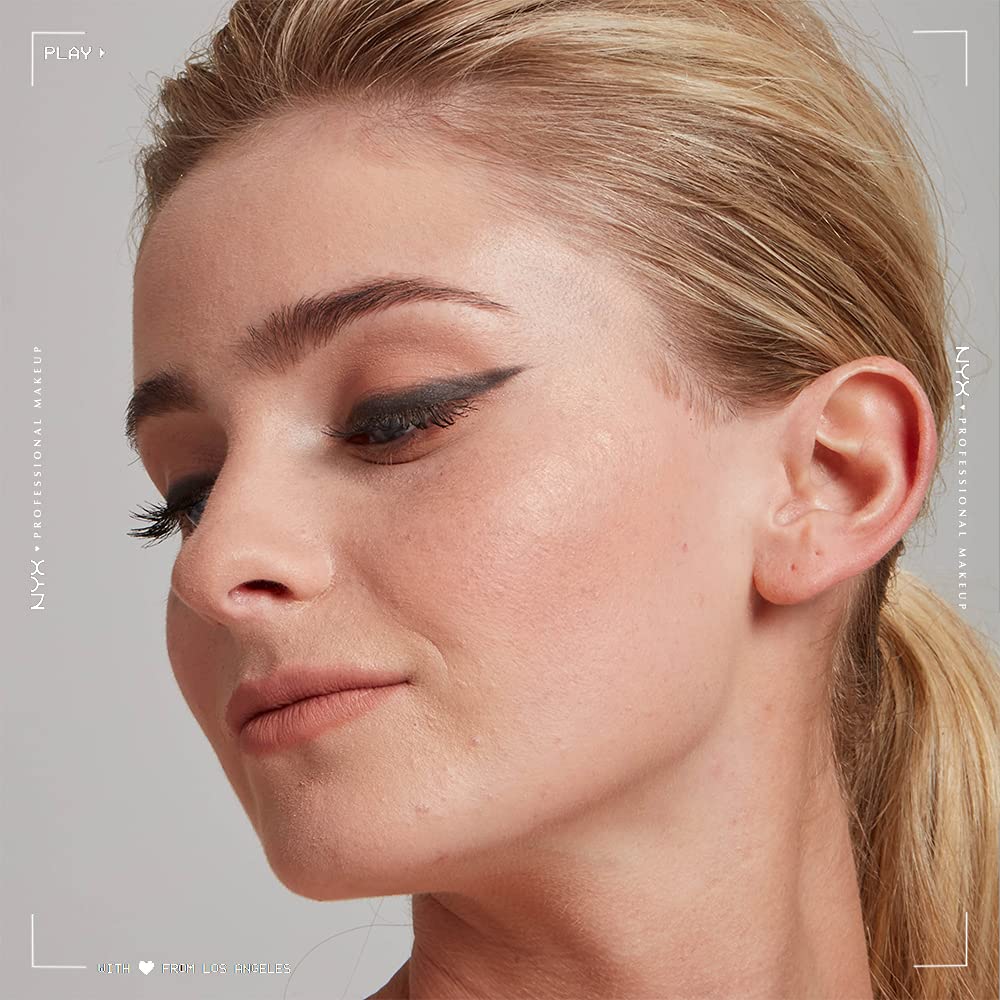 NYX PROFESSIONAL MAKEUP deepest brown label and cap visible showing product info and cruelty-free benefit