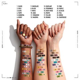 NYX PROFESSIONAL MAKEUP deepest brown beside a hand for size perspective and travel convenience