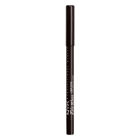 NYX PROFESSIONAL MAKEUP swatch beside pencil for scale showing rich Burnt Sienna pigment