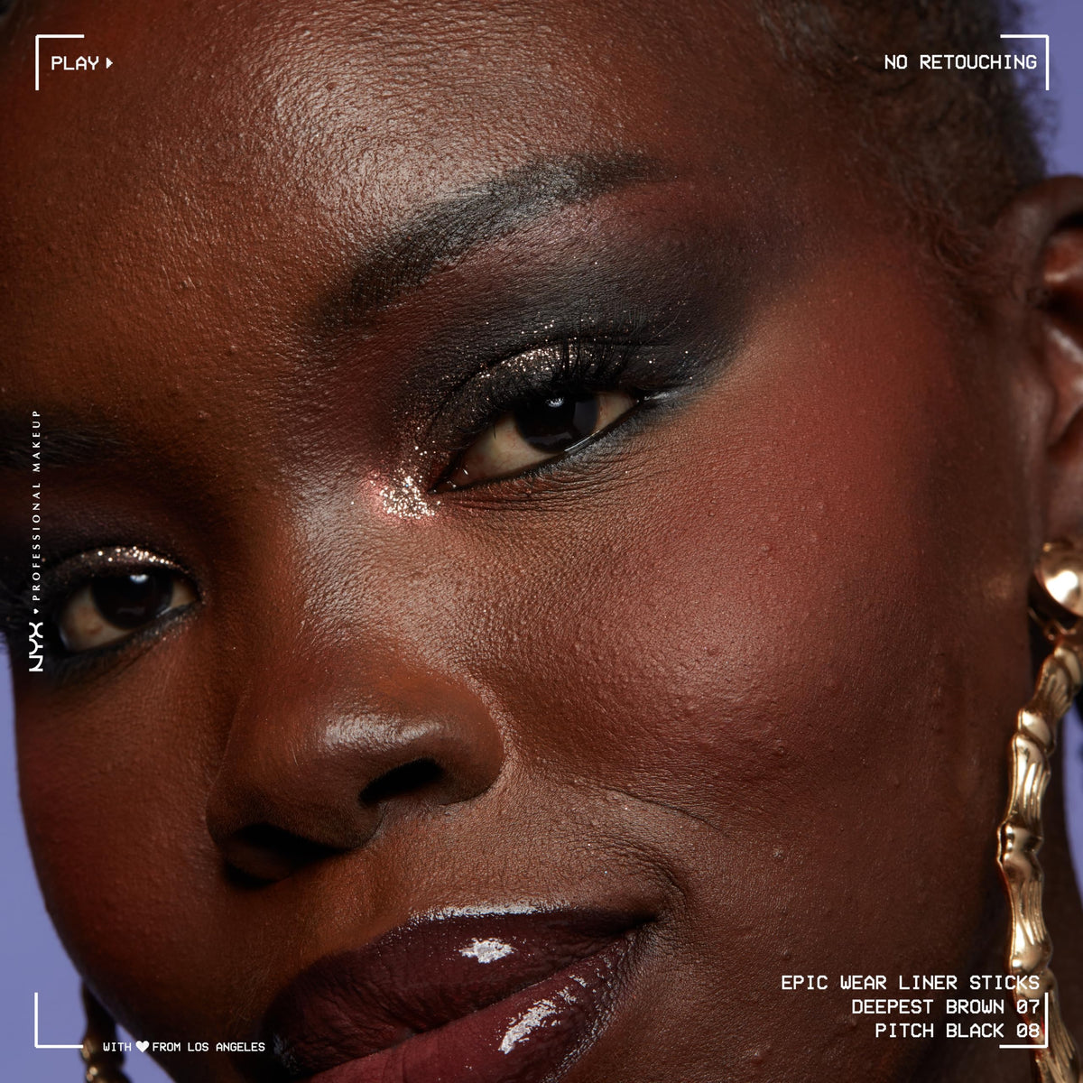 NYX PROFESSIONAL MAKEUP eyeliner applied on eye creating sharp wing and definition
