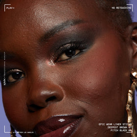 NYX PROFESSIONAL MAKEUP eyeliner applied on eye creating sharp wing and definition
