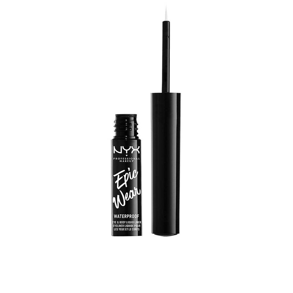 NYX PROFESSIONAL MAKEUP white eyeliner front view showing precise applicator and matte finish benefit