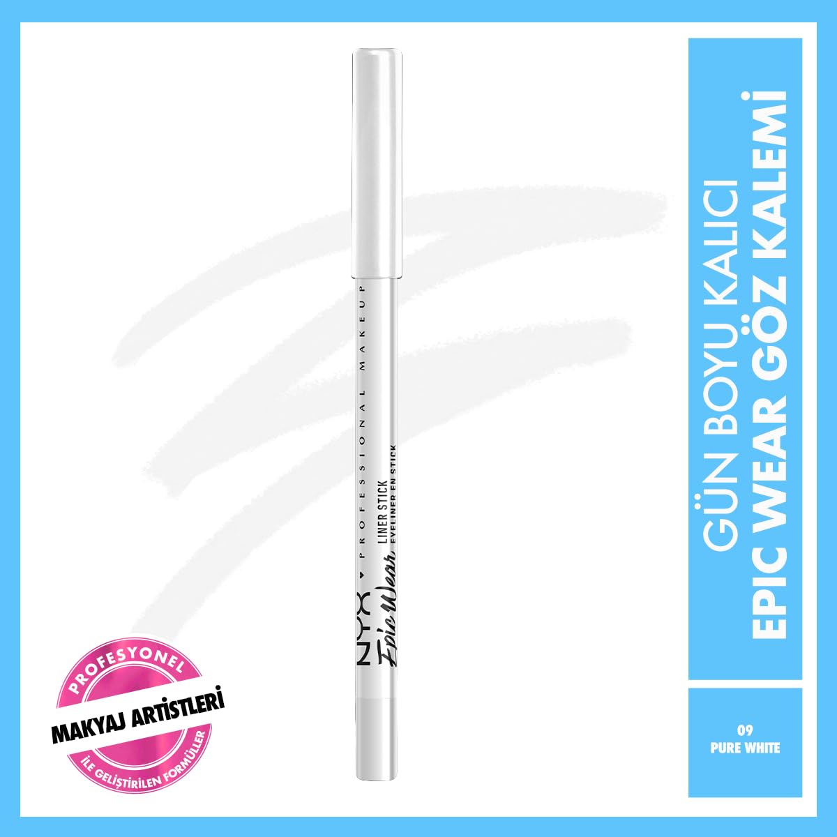 NYX PROFESSIONAL MAKEUP Pure White liner creamy texture close-up illustrating smooth application