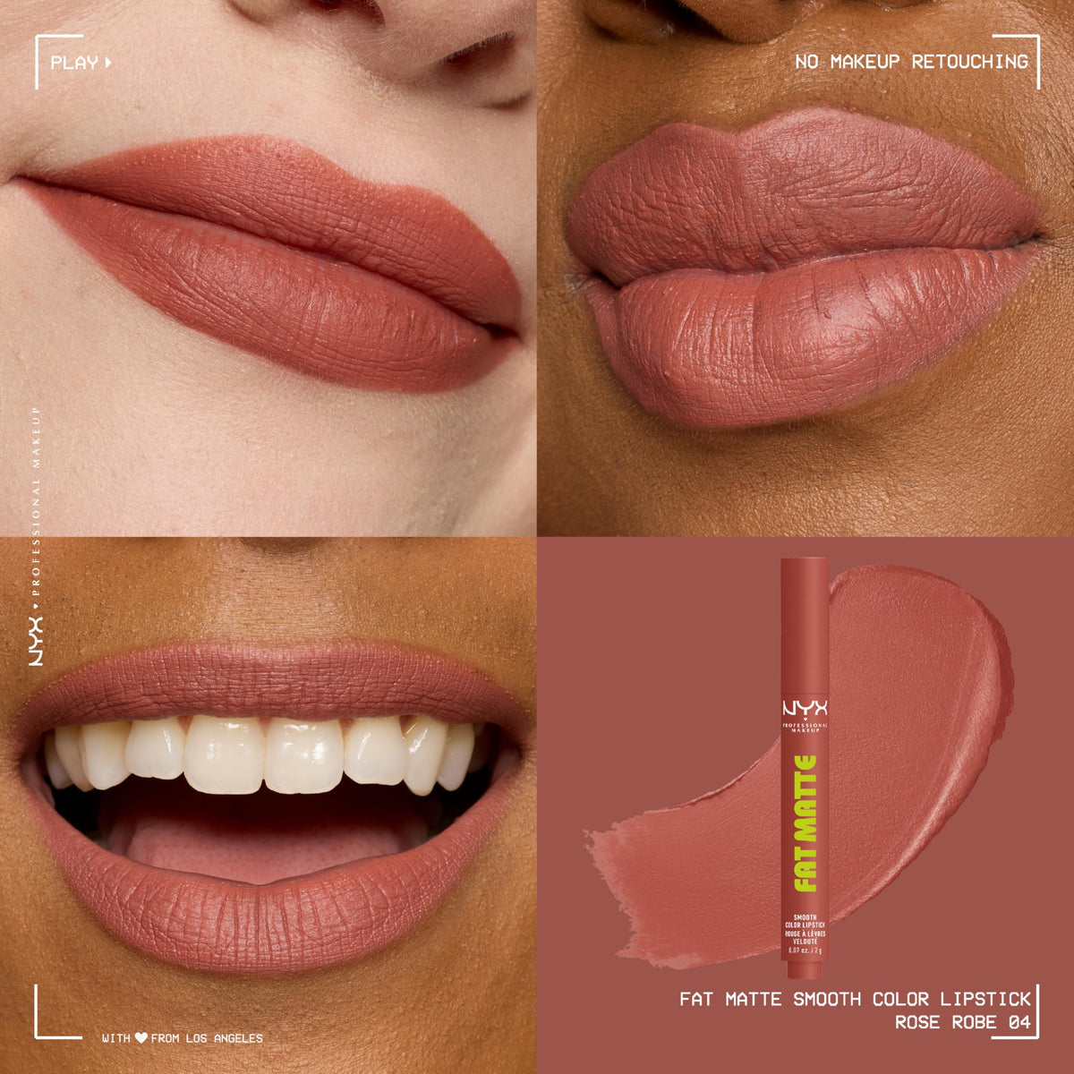 NYX PROFESSIONAL MAKEUP lip application close-up displaying even matte coverage and line-smoothing effect