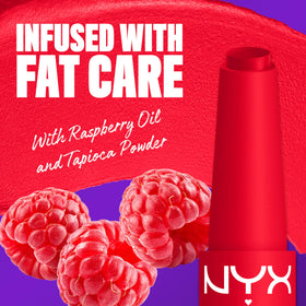 NYX PROFESSIONAL MAKEUP crayon applied on lips, demonstrates pigmented comfortable matte