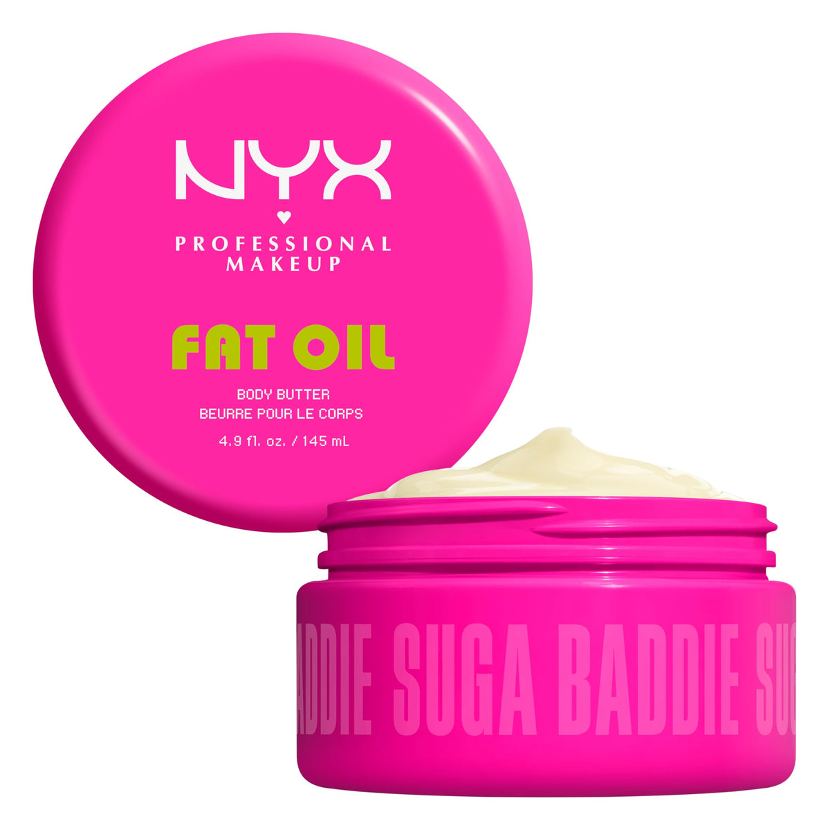 NYX Fat Oil body butter jar front view showing product branding and appeal