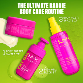 NYX Fat Oil label close-up showing Suga Baddie vanilla scent and details