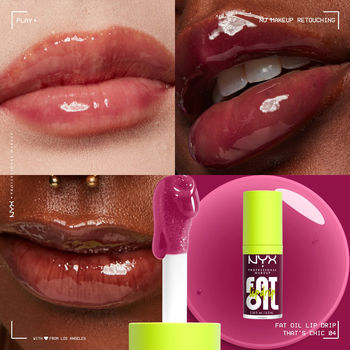 NYX PROFESSIONAL MAKEUP wand applying lip oil demonstrating smooth, precise application