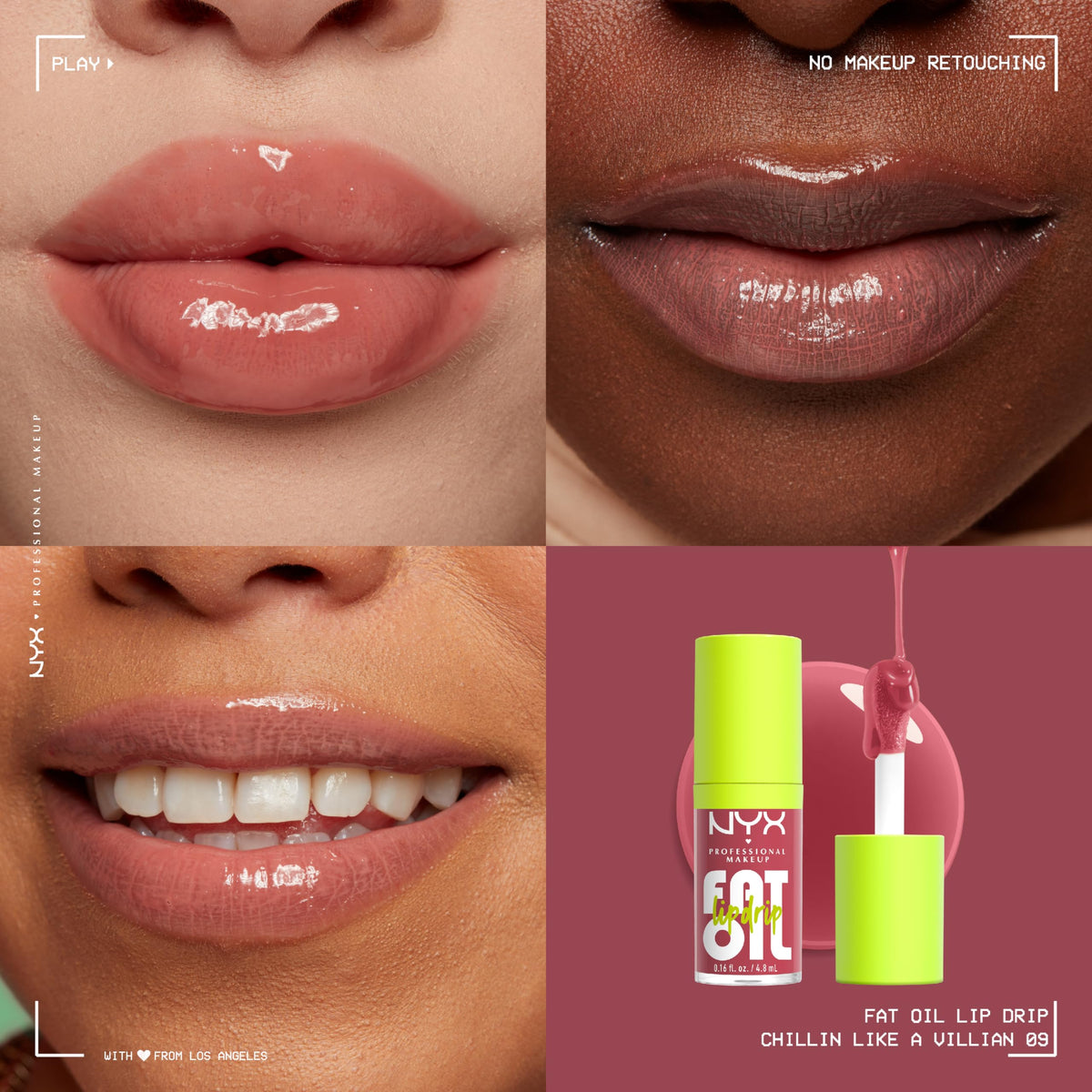 NYX PROFESSIONAL MAKEUP lip swatch on hand showing pale dusty rose tint benefit