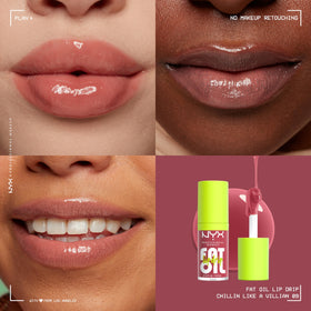 NYX PROFESSIONAL MAKEUP lip swatch on hand showing pale dusty rose tint benefit