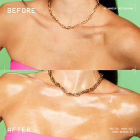 NYX Fat Oil applied on forearm showing instant glassy shine and glow benefit