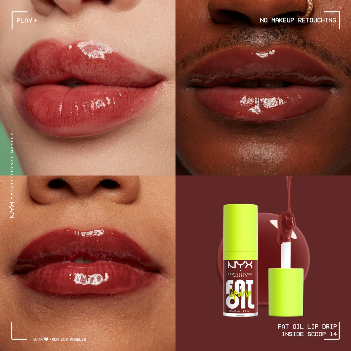 NYX PROFESSIONAL MAKEUP texture swirl displays creamy oil formula and non-sticky shine