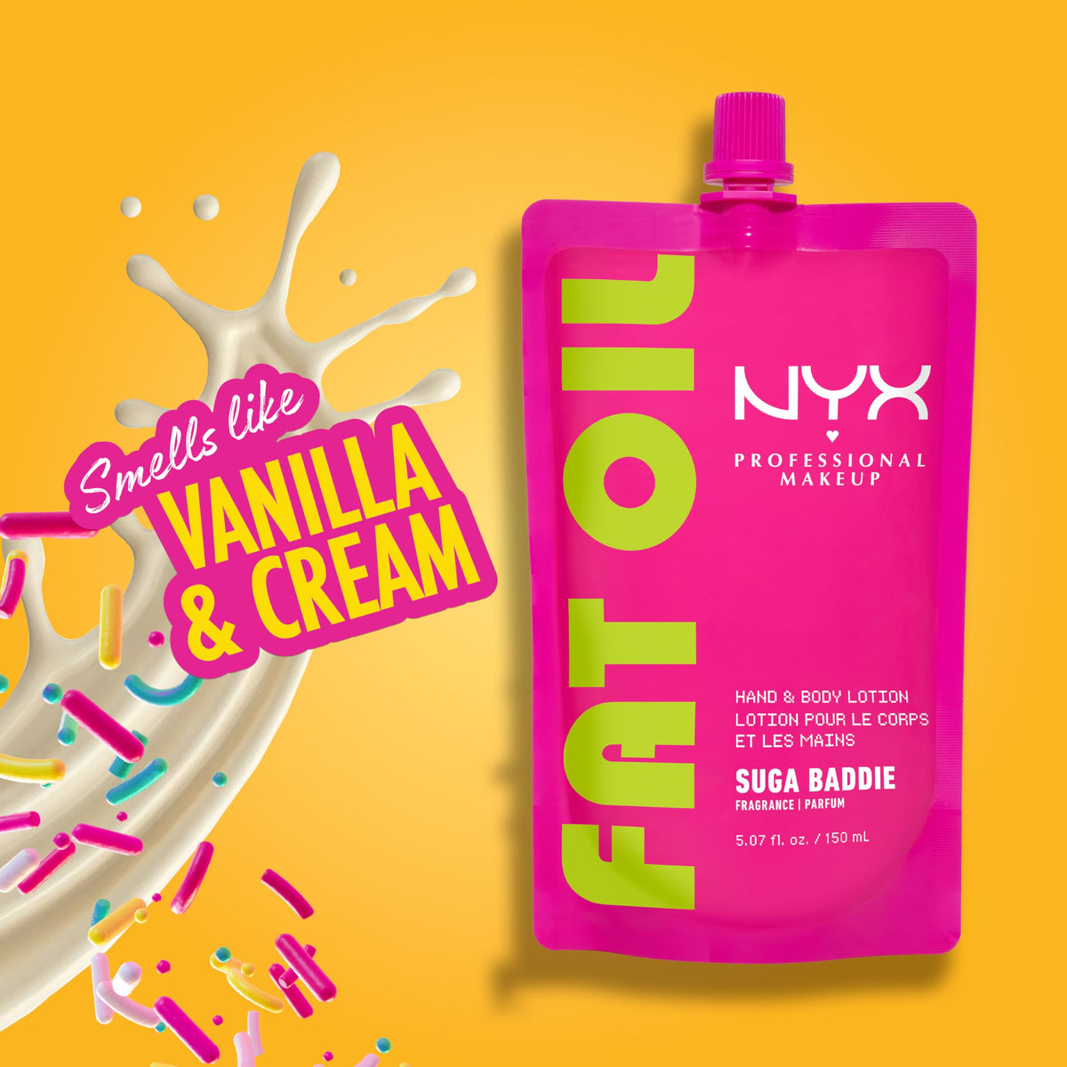 NYX PROFESSIONAL MAKEUP scent notes arrangement showing vanilla and gourmand fragrance benefit