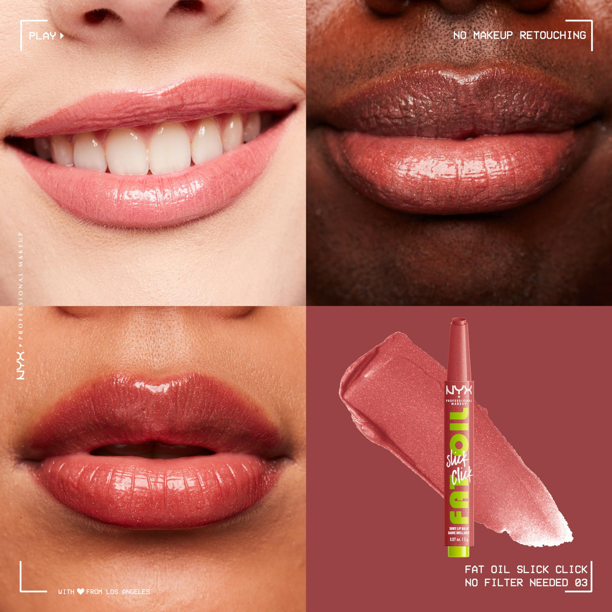 NYX PROFESSIONAL MAKEUP click mechanism detail demonstrating measured dispense for no-waste application