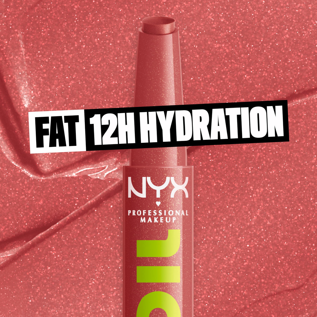 NYX PROFESSIONAL MAKEUP swiped texture close-up showing glossy, non-sticky finish and hydrating look