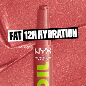 NYX PROFESSIONAL MAKEUP swiped texture close-up showing glossy, non-sticky finish and hydrating look