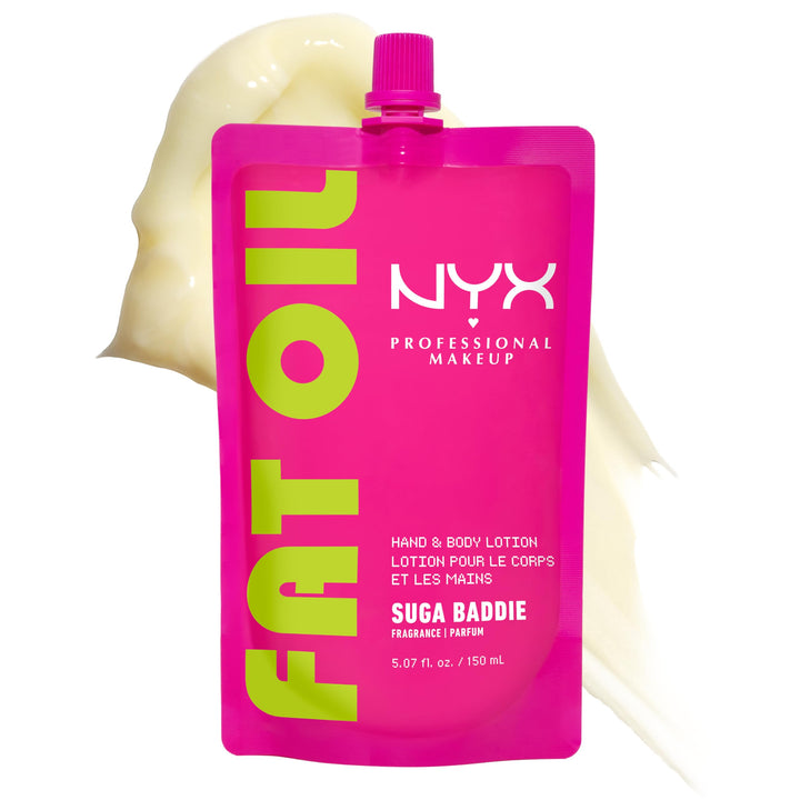 NYX PROFESSIONAL MAKEUP pouch front showing Suga Baddie scent and portable benefit