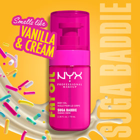 NYX Fat Oil vanilla cream swirl detail illustrating the product's scent and smoothness benefit