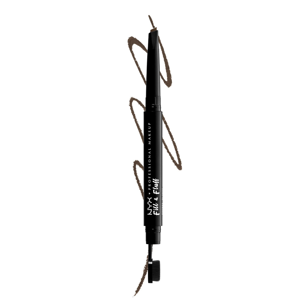 NYX PROFESSIONAL MAKEUP Fill & Fluff front view showing dual-ended design for easy styling