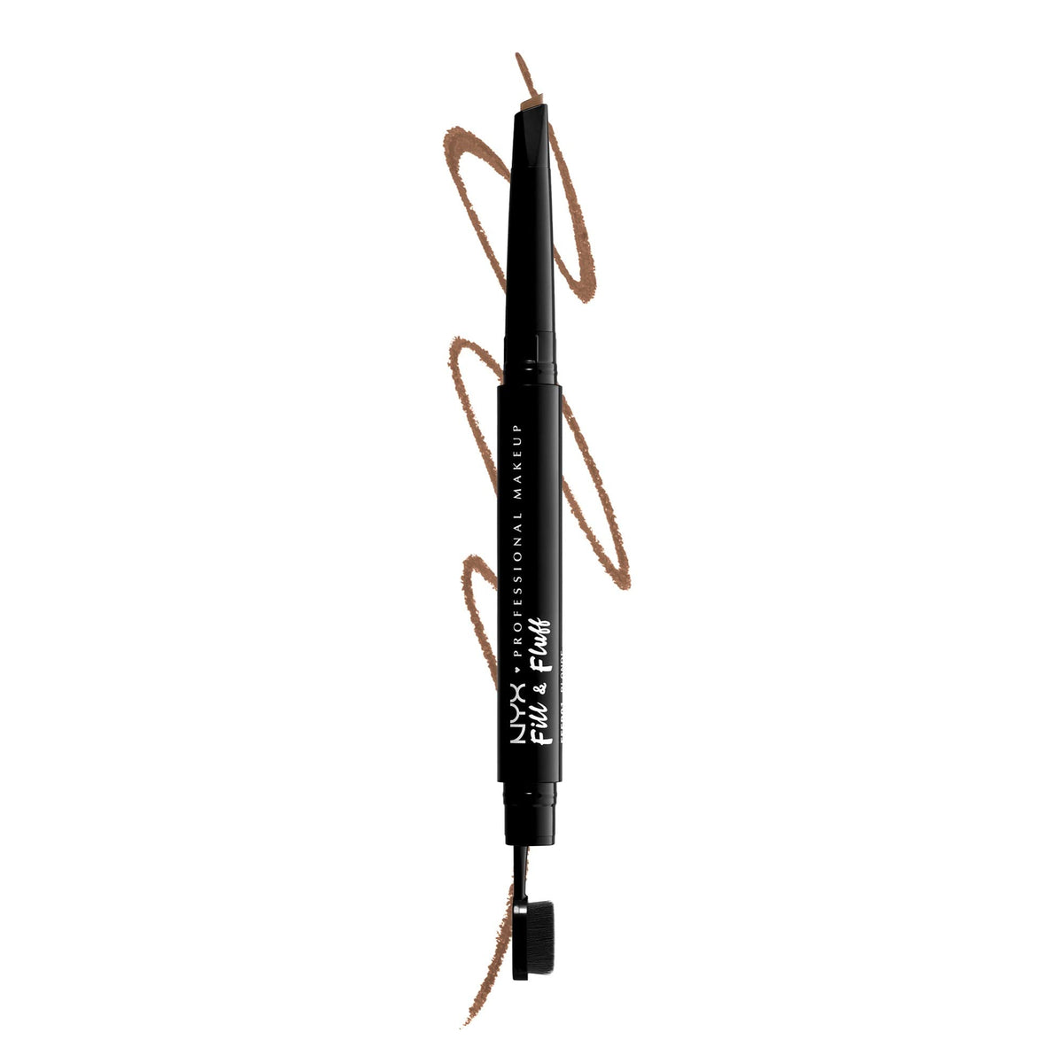 NYX PROFESSIONAL MAKEUP front packaging of Fill & Fluff, clear label and Taupe shade benefit convenience