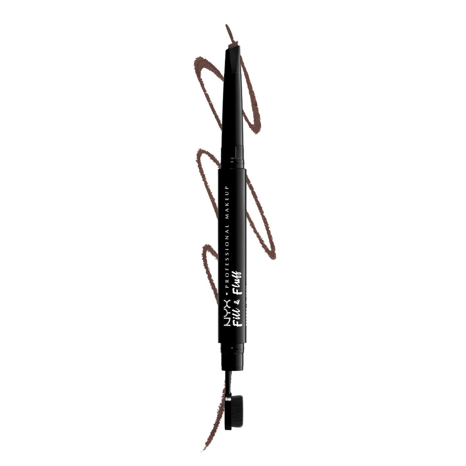 NYX PROFESSIONAL MAKEUP pencil front view showing sleek dual-ended design and portability