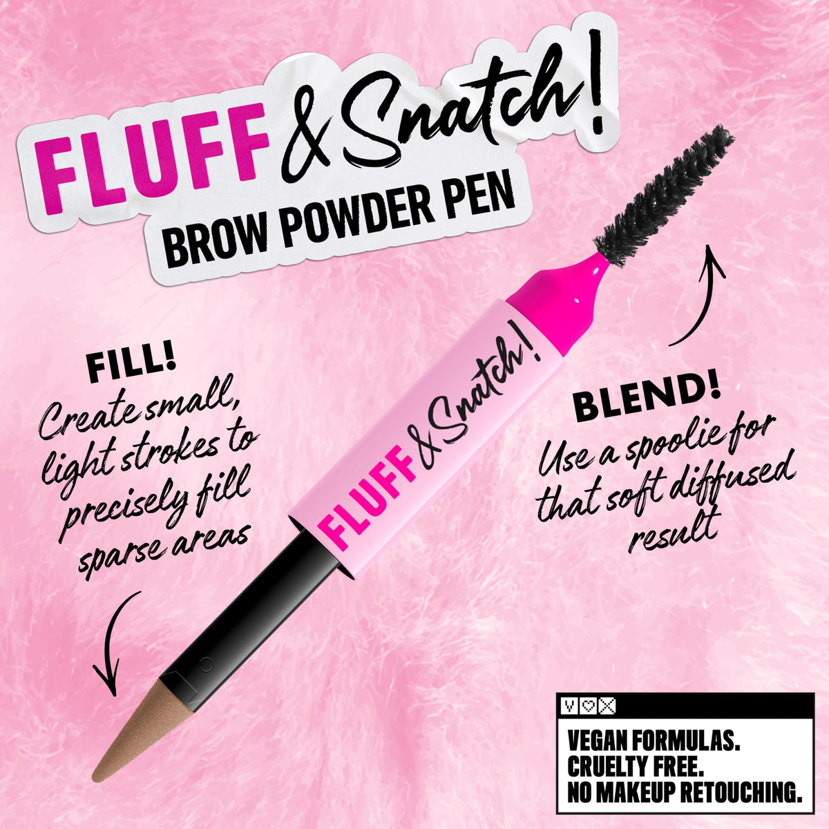NYX PROFESSIONAL MAKEUP pen being applied to brows delivering feathered strokes and seamless coverage