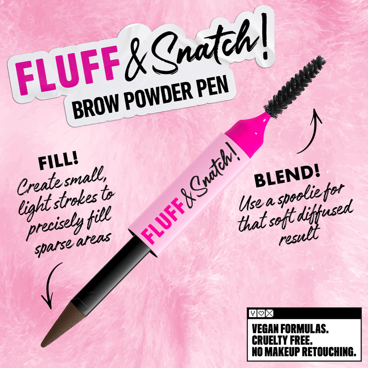 NYX PROFESSIONAL MAKEUP spoolie brushing through filled brows to soften and blend
