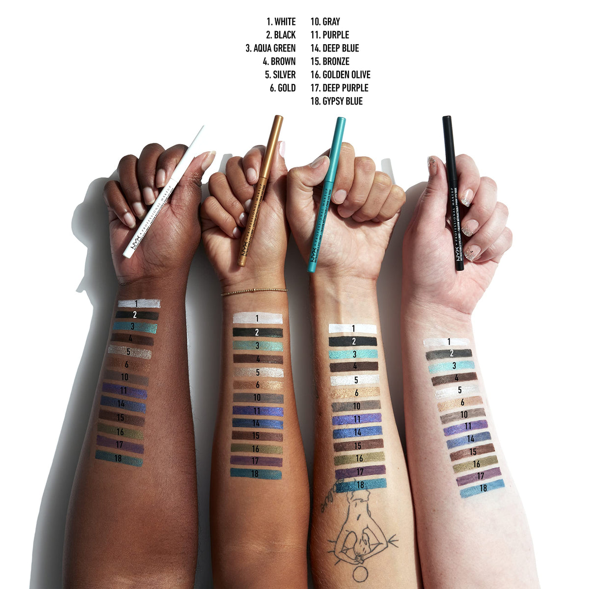 NYX PROFESSIONAL MAKEUP gypsy blue size comparison in hand conveying travel-friendly design