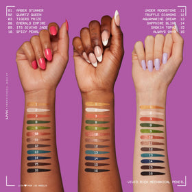 NYX PROFESSIONAL MAKEUP applied on upper lash line demonstrating bold jade definition