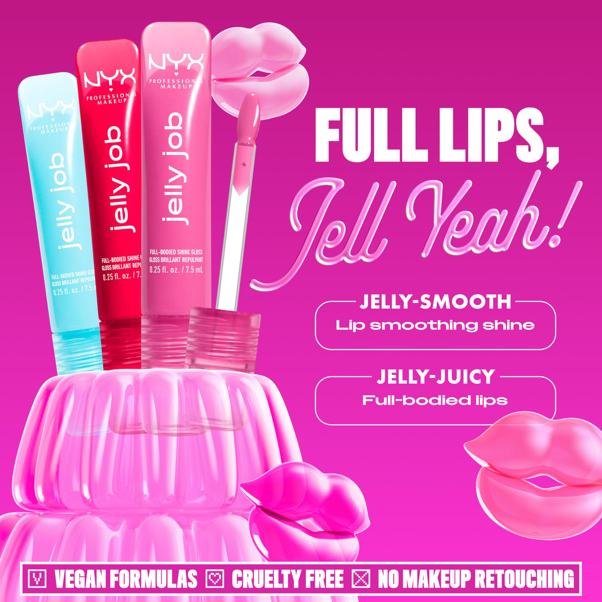 NYX PROFESSIONAL MAKEUP jelly-texture swirl demonstrating glossy, non-sticky finish and shine