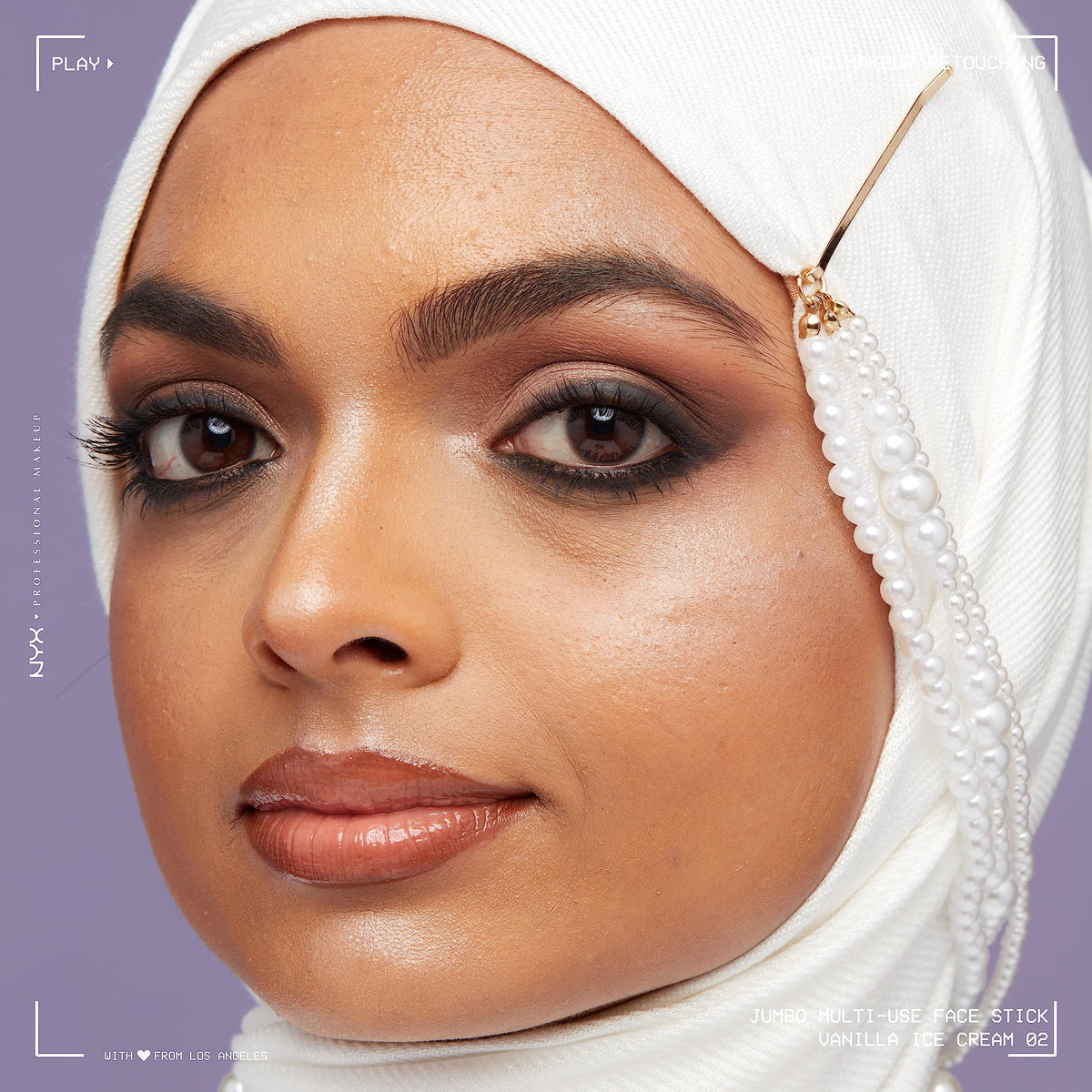 NYX PROFESSIONAL MAKEUP blended on cheek showing luminous highlight and natural radiance