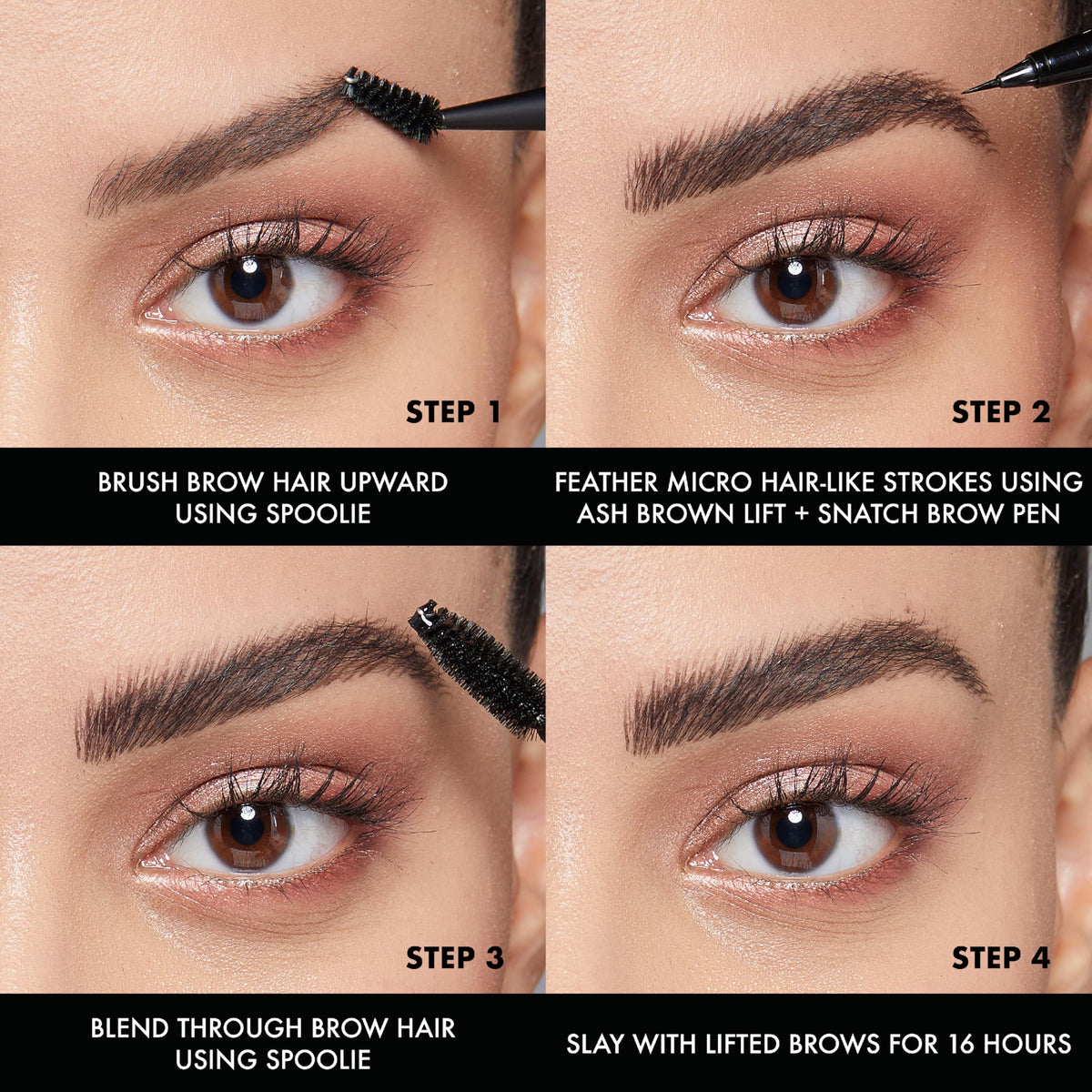 NYX PROFESSIONAL MAKEUP before and after eyebrows showing lifted sculpted effect