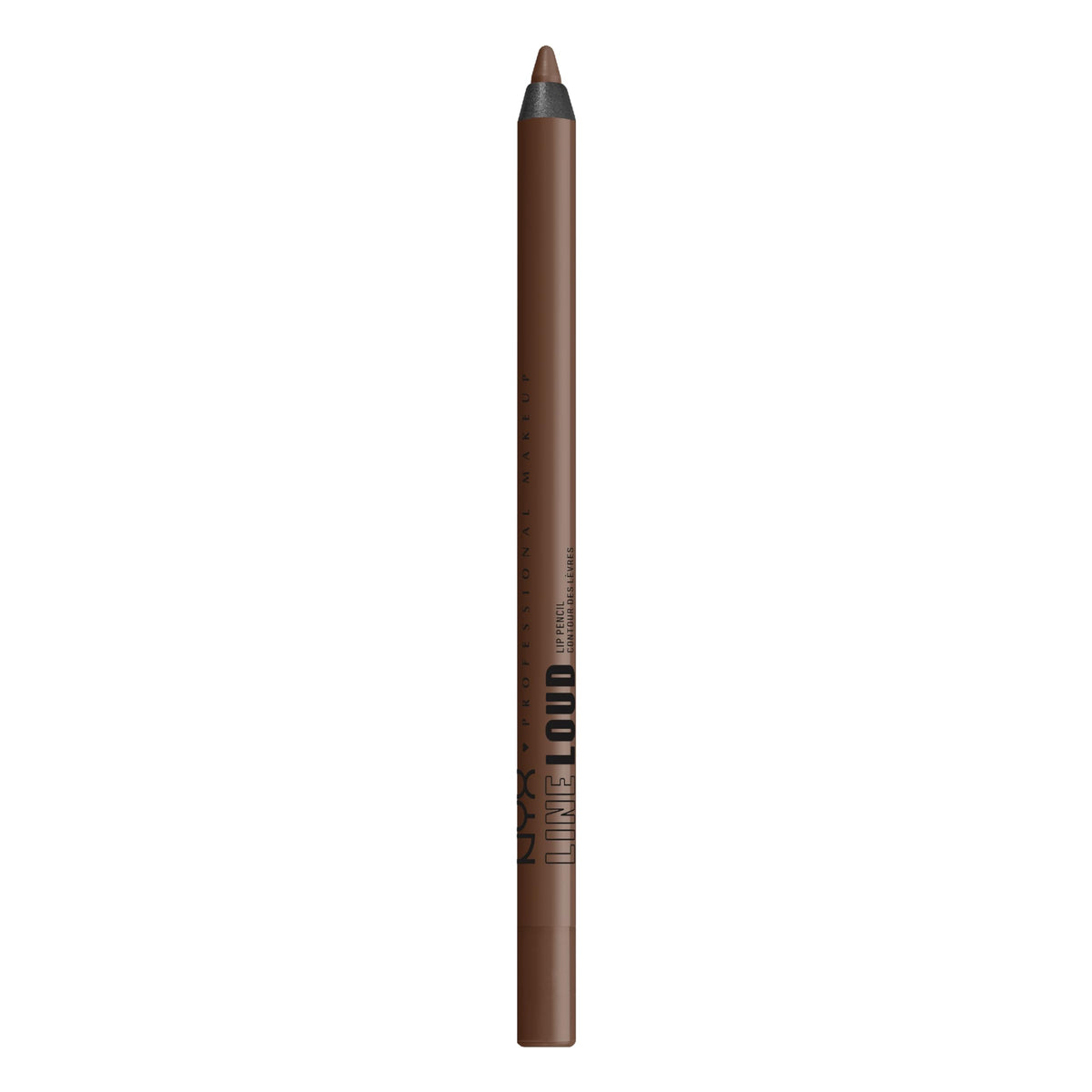 NYX PROFESSIONAL MAKEUP front view of Line Loud pencil showing Rebel Kind shade and precise tip