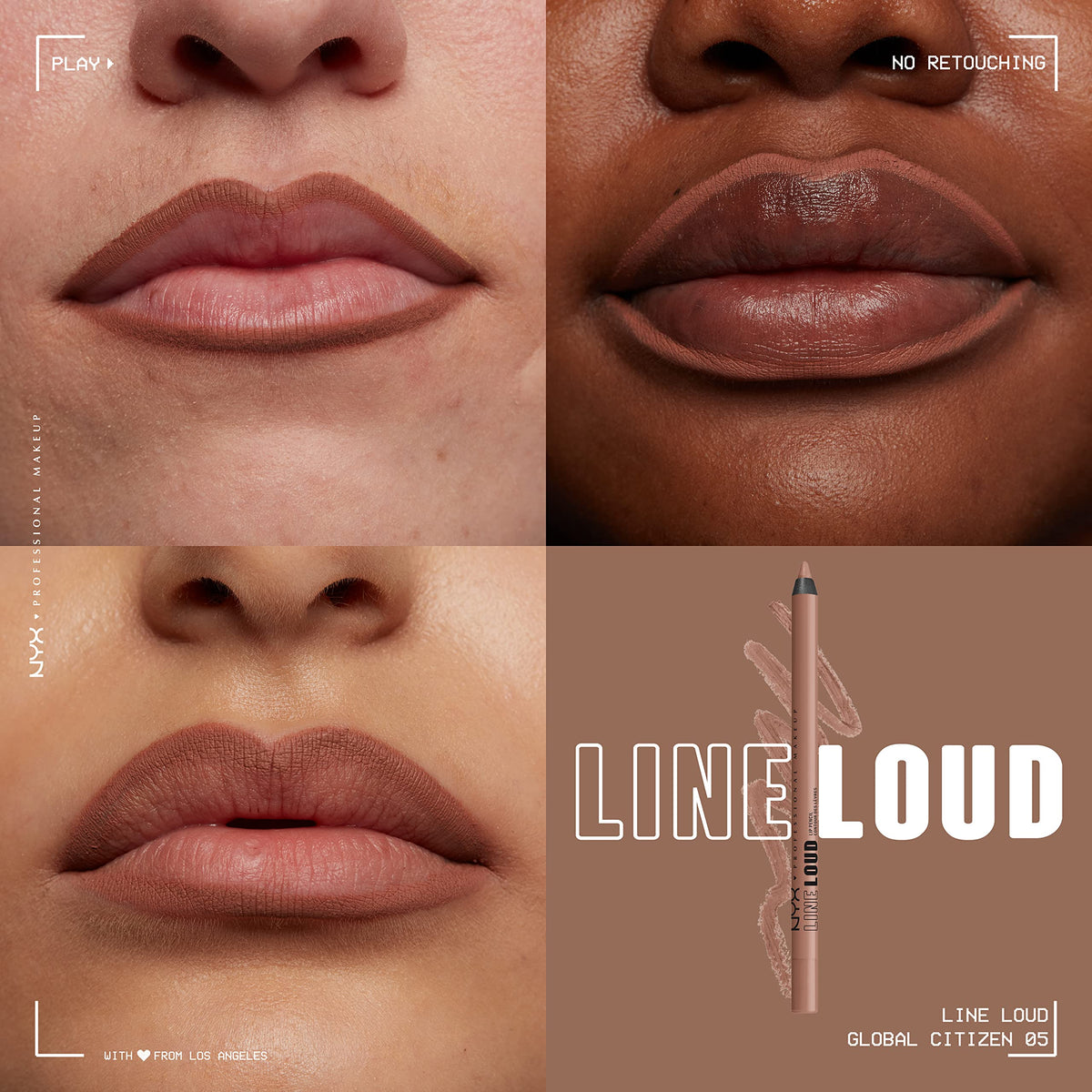 NYX Line Loud swatch on arm revealing rich Global Citizen pigment and matte finish