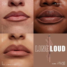 NYX Line Loud swatch on arm revealing rich Global Citizen pigment and matte finish