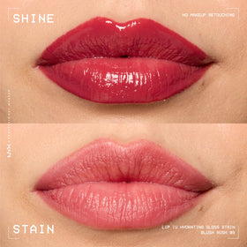 NYX PROFESSIONAL MAKEUP product worn on lips with instant wet-shine effect