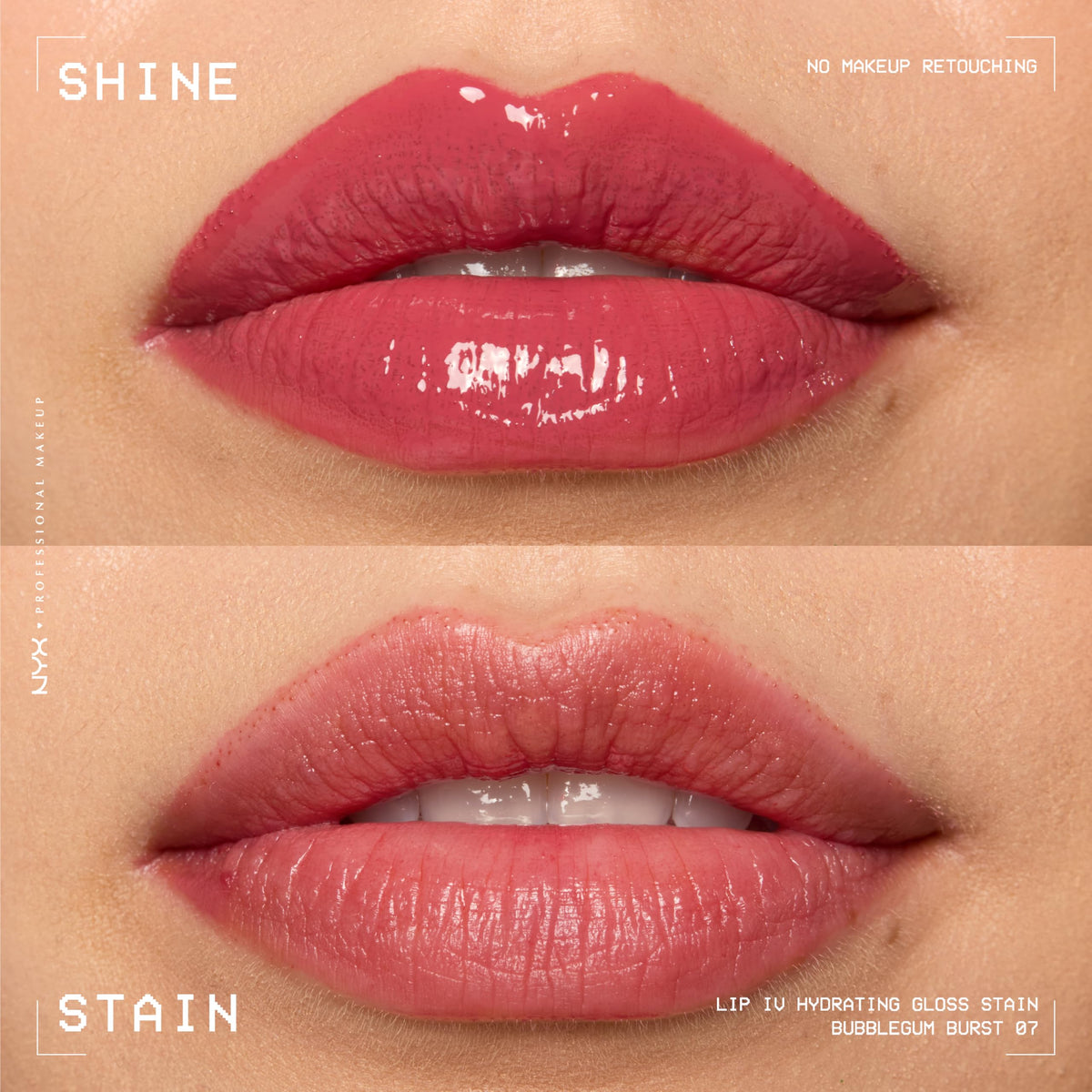 NYX PROFESSIONAL MAKEUP texture drop showing creamy glossy sheen and hydration