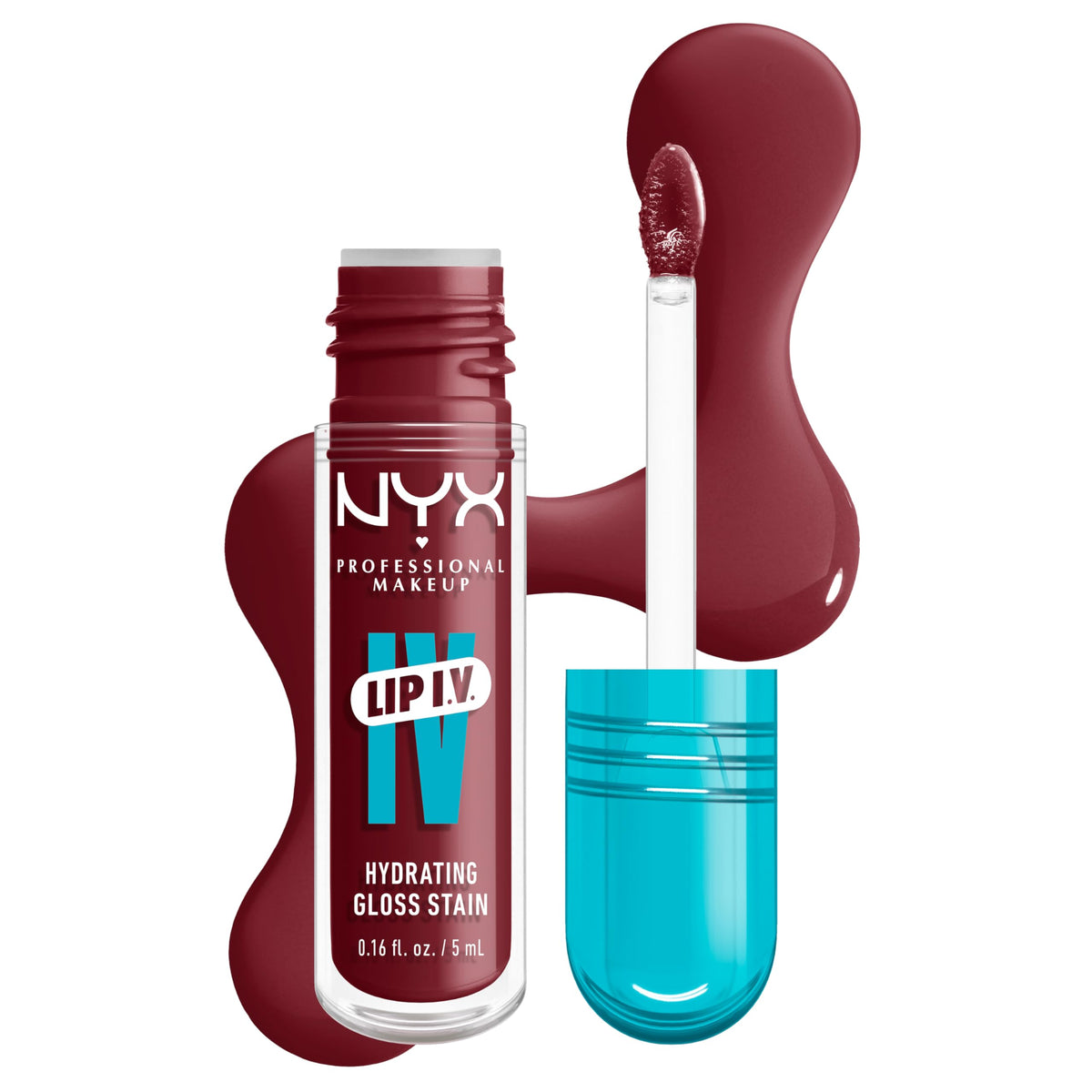 NYX Lip IV front packaging showing shade Drippin In Rose and high-impact shine benefit