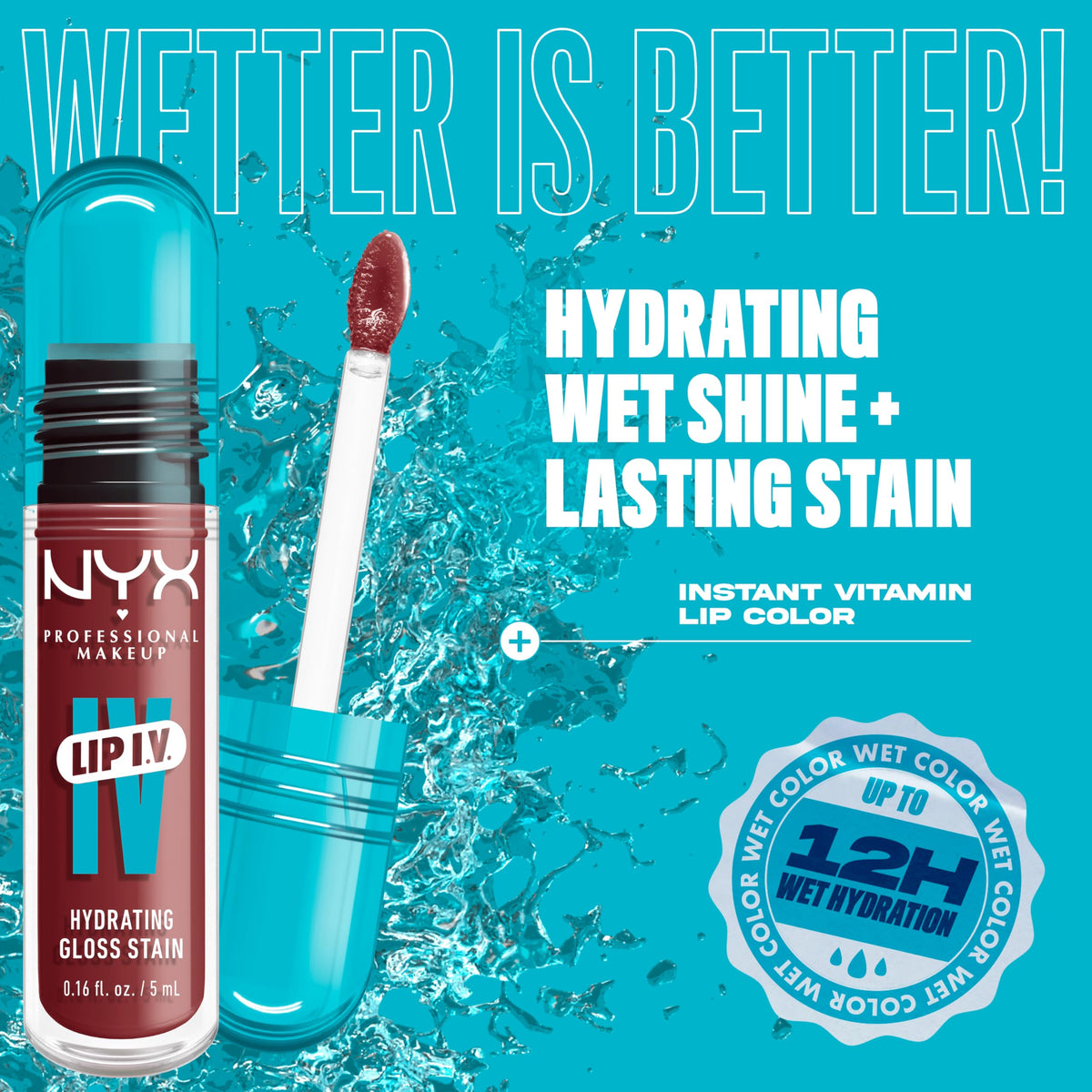 NYX Lip IV glossy texture close-up highlighting lightweight shine and non-sticky finish