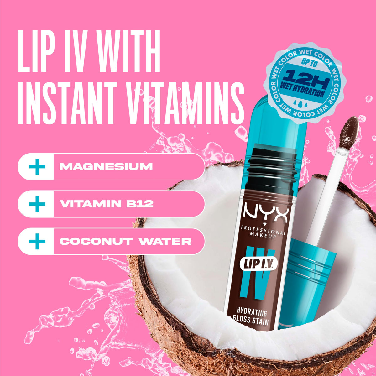 NYX PROFESSIONAL MAKEUP lip application photo, delivers glossy tint and stain
