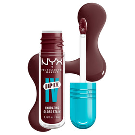 NYX lip iv mauve n moist front packaging showing glossy tube and label, appealing retail display