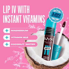 NYX lip iv texture detail showing glossy formula consistency and lightweight sheen