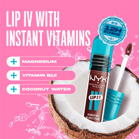 NYX PROFESSIONAL MAKEUP lips with Mocha Me Wet showing glossy-to-stain effect