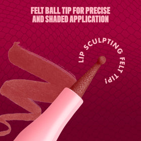 NYX Professional Makeup lips lined and filled demonstrating sculpted, waterproof color