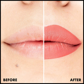 NYX Lip Lingerie applied on lips showing smooth matte finish and fuller appearance