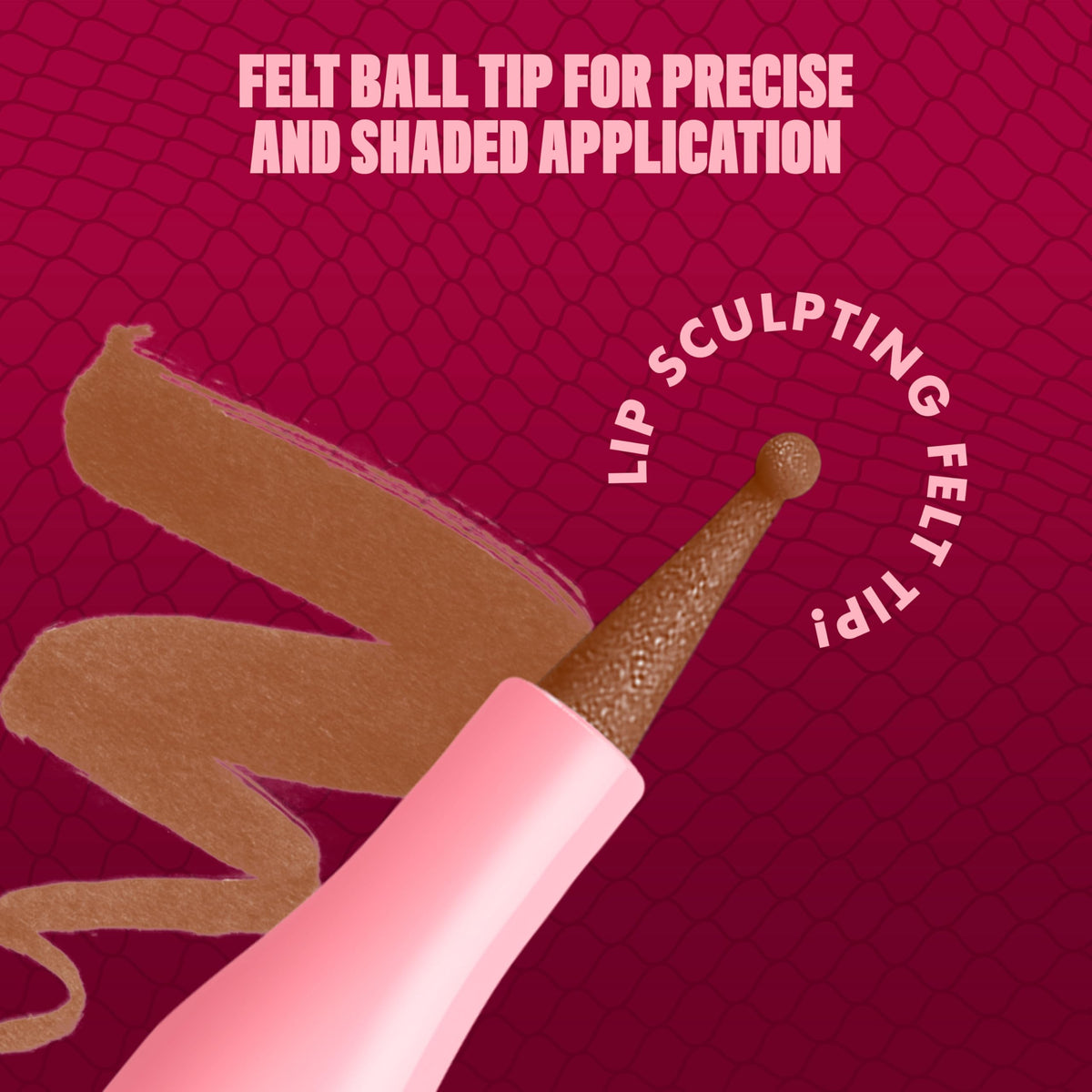 NYX brand lips close-up wearing Steamy Spice, demonstrates long-wear finish