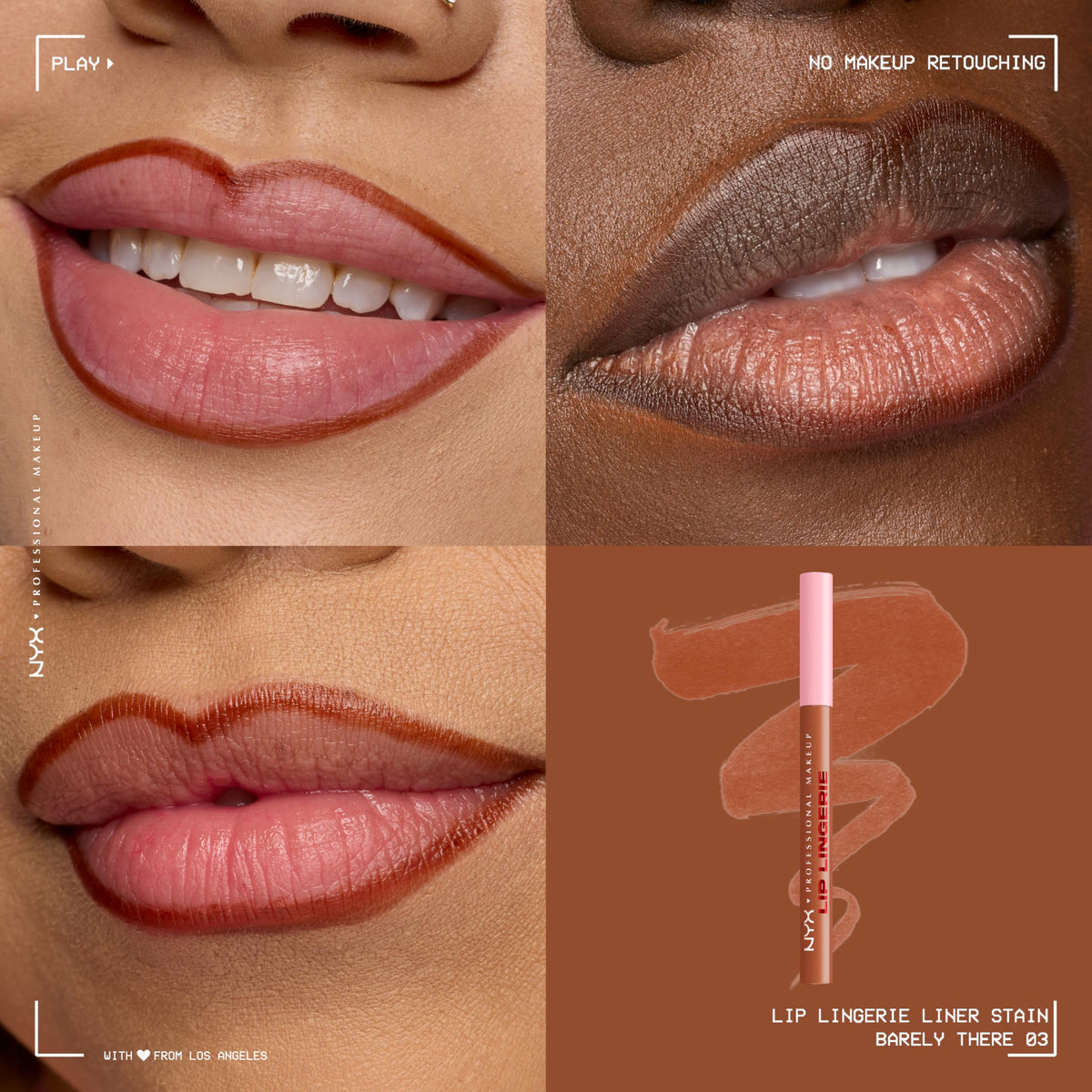 NYX texture swipe of Barely There peach nude showing silky, blendable finish